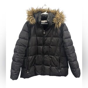 Calvin Klein hooded down women's puffer jacket/coat size 1X black brown fur